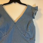Ashley Stewart 6.  Denim Crop Top With Ruffle Sleeves With Zipper Back Size 16 Photo 3