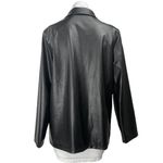 Women's Black Faux Leather Vegan Long Sleeve Blazer Suit Coat Jacket Size M Size M Photo 1