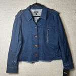 Jones New York  Jean Jacket Womens XL Blue‎ Denim Jacket Cropped Raw Hem New Photo 0