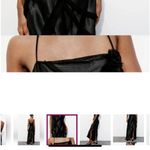 ZARA NWT black satin & mesh floral appliqué slip maxi dress with spaghetti strap Photo 4