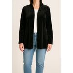 Chico's Black Velvet Zip Jacket Size 0 Open Front Long Sleeve Luxe Soft Stretch Photo 2