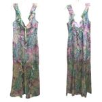 LPA NWT  REVOLVE Daniella Flutter Maxi Dress Sleeveless Pink Teal Abstract Size L Photo 2
