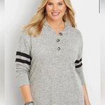 Maurice's Maurice’s Gray Henley Long Sleeve Pullover Hoodie Photo 0