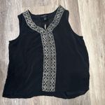 True Religion Sheer Design Silk Sleeveless Blouse Metallic Embroidered Large. Photo 4