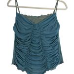 Y2K Vintage S Small Babydoll Camisole Top Ruched Lace Tank Bella Swan Coquette Blue Photo 0