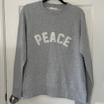 Sandro  Womens Sweatshirt Gray PEACE Embroidered Pullover Size‎ XL EUC Photo 0