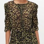 Isabel Marant  Caja Leopard Sheer Top Size 40 US 8 Olive Green Black Photo 0