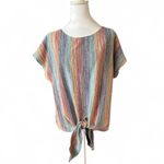 W5 New Anthropologie  Women's Shirt Knit Top Size Medium with Tie Front Stripe Photo 1