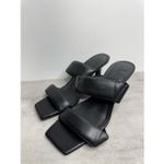 Open Edit  Sandals Size 7.5 Qarly Heeled Black Open Square Toe Slip On Heels Photo 1