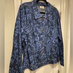 NWT Gunit Size L Cotton Painted Blue Paisley Button Front Denim Jacket Pockets Size L Photo 3