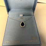 Isabella M necklace 16 plus 2 additional inches blue stone cubic zirconia silver Photo 0