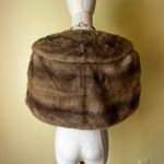 Vintage Light Brown Fur Stole Wrap Satin Lining Pockets Elegant Evening Shawl Size undefined Photo 4