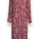Vintage 90s Maxi Shirtdress Burgundy Dark Floral Long Sleeve Collared Petite Red Size undefined Photo 0