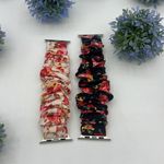 2 Floral Apple Watch Band Small 42/44mm Red/Black Red Photo 1
