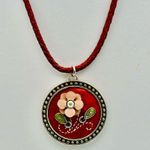 Brighton Opening Night At The Opera Red Leather Cord Red Flower Necklace Photo 4