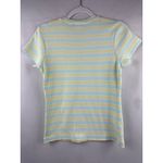 Old Navy Womens Medium Striped T-Shirt 100% Cotton Made In Peru Pastel Yellow & Photo 3