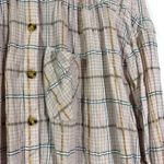 Free People  Break My Stride Pink Windowpane Plaid Metallic Button Down Shirt Photo 3