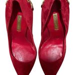 Casadei Red Suede Heels with Gold Detail Photo 5