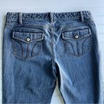 Loft Ann Taylor  Denim Flare Jeans Blue Size 12 Mid rise 27.5L inseam Photo 5