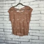 Crystal K Sheer Lace Short Sleeve Blouse Women’s Small Nude Floral Mesh Top Y2K Brown Photo 7