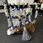 Hand Made Set of 7 AB Blue Crystal Glass Bracelets with Gold Charms Semanario Photo 1