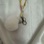 Handmade Watermelon Slice Print Wristlet Keychain with White Pompom Photo 1