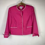 Pendleton  Hot Pink Blazer White Trim Sz 12 Cotton Lady Jacket Photo 0