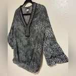 Evolution  Leopard Print V-Neck Blouse | Semi-Sheer Top | 3/4 Sleeve Women’s 1X Photo 1