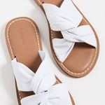 Soludos | Size 9 Cream and Brown Bow Leather Clara Beach Slide Sandals Photo 0