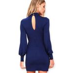 Lulus | Small | Midnight In Paris Navy Blue Long Sleeve Mock Neck Bodycon Dress Photo 1