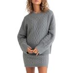 đź’•FAVORITE DAUGHTERđź’• Cable Knit Mini Skirt Wool Cashmere Storm Cloud Grey L NWT Gray Size L Photo 4