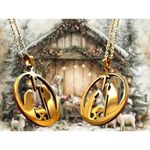 Nativity Scene Necklace Baby Jesus Jerusalem Christmas New 16 in Chain Extender Gold Photo 2