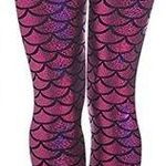 High Waist Fish Scale Printed Tummy Control Pants Workout Leggings Pink Mediun Black Size M Photo 0
