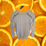 Poof White Crew Neck Sweater with‎ Laced Shoulder Design Size Small Photo 3