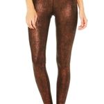 Alo Yoga Alo High-Waist Airbrush Leggings Copper Metallic Black Hi-Rise Bronze Leather XS Photo 0