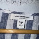 beach lunch lounge XS Blue White Stripe Wrap Back Sleeveless Linen‎ Top Photo 2