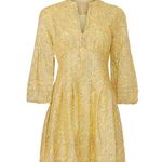 Derek Lam COLLECTIVE Paisley Yellow Floral Puff Sleeves Flared Hemline Dress 48 Photo 2