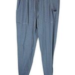 Born Blue White Striped Lightweight Stretchy Knit Tapered Ankle Lounge Pants XL Photo 0