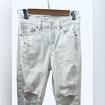 American Eagle outfitters White Ripped & distressed Stretch Mom Straight Jeans Photo 2
