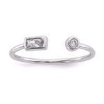 Boutique NEW Dainty White Gold Filled Ring with Baguette and Round Simulate, Adjustable‎ Photo 0