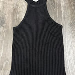essentials by Full Tilt Black Ribbed High Neck Cropped Tank Top Size M Photo 0