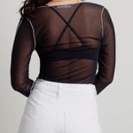 Blue Blush SEE IT ALL SHEER CONTRAST OVERLOCK CROP TOP IN BLACK Photo 2