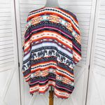 Angie Southwestern Aztec Elephants Print Open Front Kimono Topper Medium Photo 2