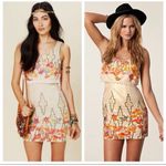 Free People  Big Bang Metallic Tea Combo Floral Gold Dress, EUC, Size 4 MSRP $128 Photo 2