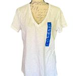 Felina  White Cotton Blend V Neck Shirt Size Large Photo 0