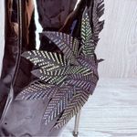 Azalea wang night shift stiletto booties boots black glitter leaf style heel 8.5 Photo 5