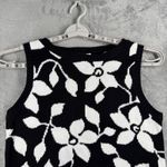 Jones New York  Sport Sweater Vest Black White Floral Knit Top Womens M Academia Photo 3