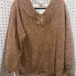 Zenana Outfitters Womens L Sweater Brown Marled V Neck Long Sleeve Knit Pullover Photo 0