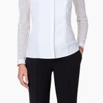 Akris Punto White Button Down Shirt with Mesh Sleeves Size 12 Photo 14