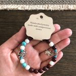 Handmade Turtles Turquoise and wood beads  charm bracelet S/M Photo 0